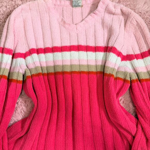 Y2k pink striped faded glory sweater - Picture 4 of 6